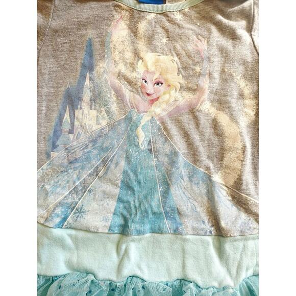 Disney Frozen Elsa Dress Girls Size S (6/6X) Sparkly Blue Tulle Skirt Gray Top - Picture 2 of 9
